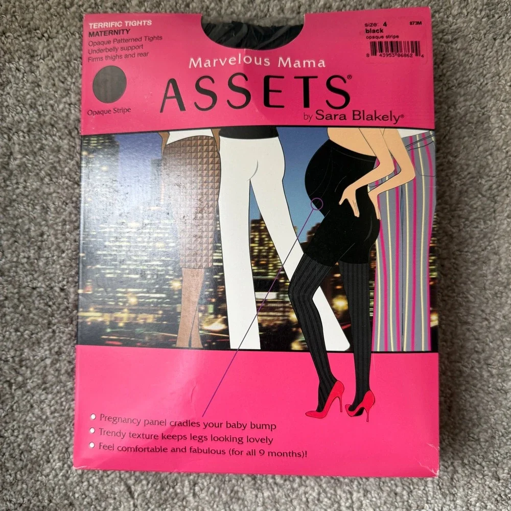 NWT‎ Spanx Marvelous Mama Assets Terrific Tights Maternity Opaque Stripe Black 4